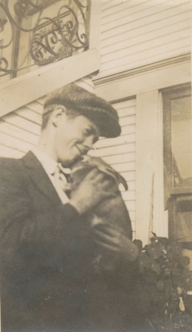 A boy and his bunny, Asa Haugaman, November 1916