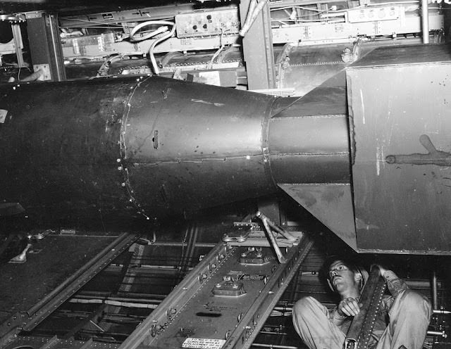 Little Boy in the Enola Gay bomb bay.