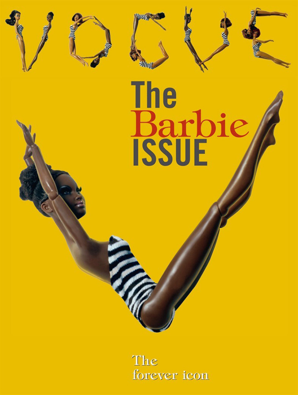 Barbie is photographed by Michael Baumgarten. Fashion editor: Giovanna Battaglia, for the cover of Barbie, The Black Issue, Vogue Italia, July 2008.