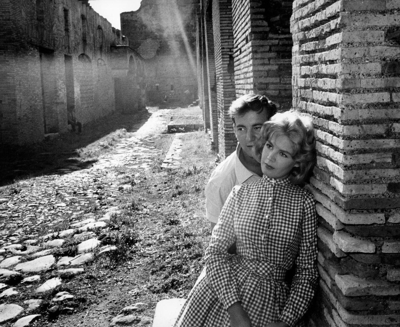Bobby Darin and Sandra Dee while filming "Come September" at Ostia Antica, Italy, 1960.