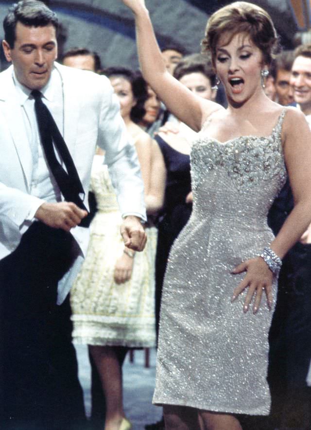 Rock Hudson and Gina Lollobrigida in dance sequence of the film "Come September", Italy, 1960