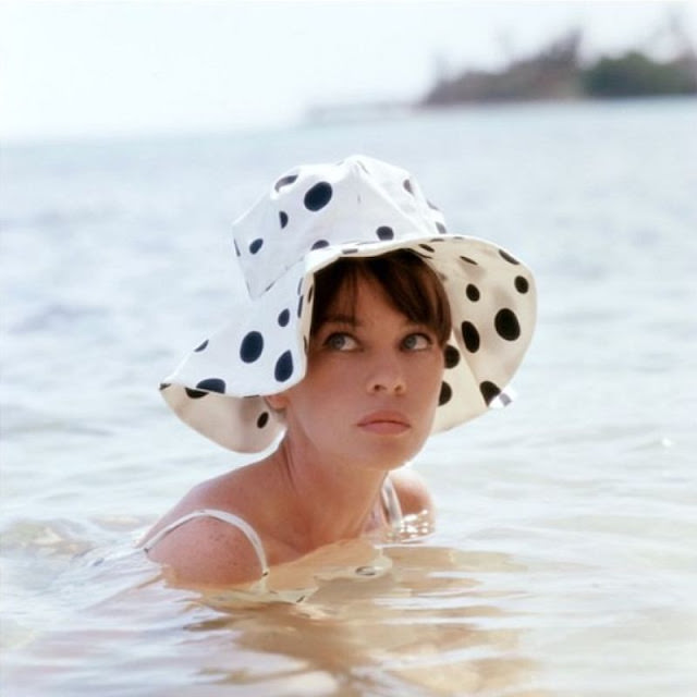 Leslie Caron during filming of "Father Goose", 1963