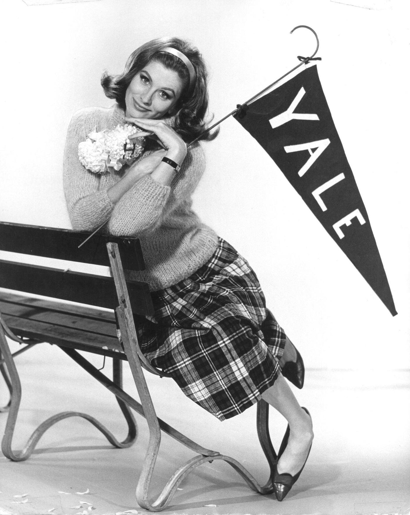 Suzy Parker Poses as a Collegiate to Promote 'The Interns,' Los Angeles, 1961