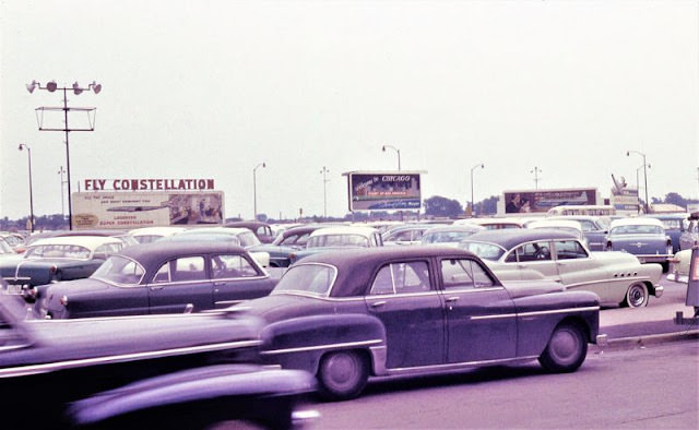 Cars at Chicago Airport, Circa 1950s