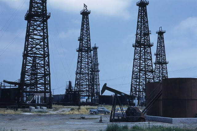 Oil Wells, Probably Oklahoma or Texas, Circa 1950s