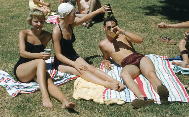 Sunbathing Group of Friends, 1955