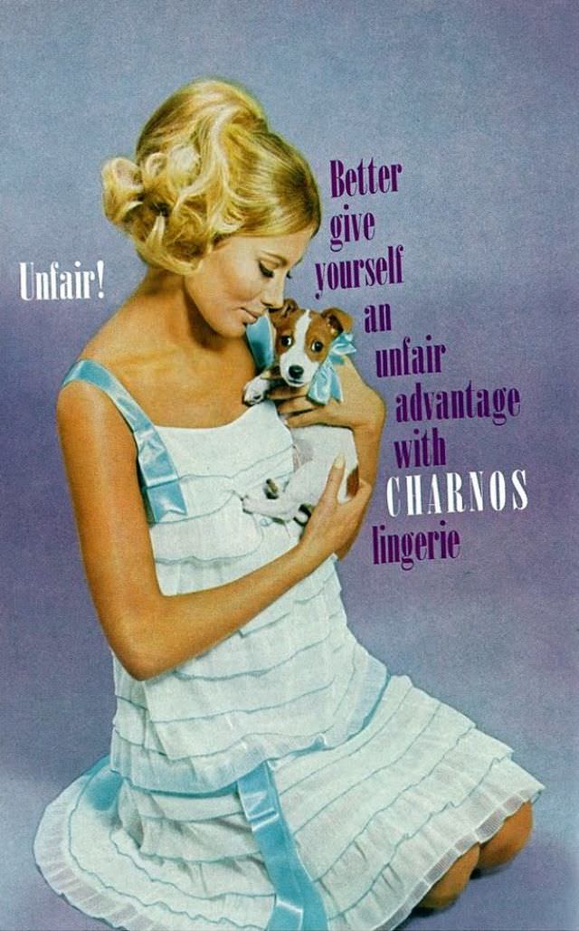 Maud Adams in Charnos Lingerie Ad, Vogue, 1967