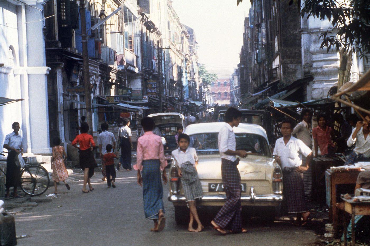 Burmese People in the Streets of Rangoon, 1983