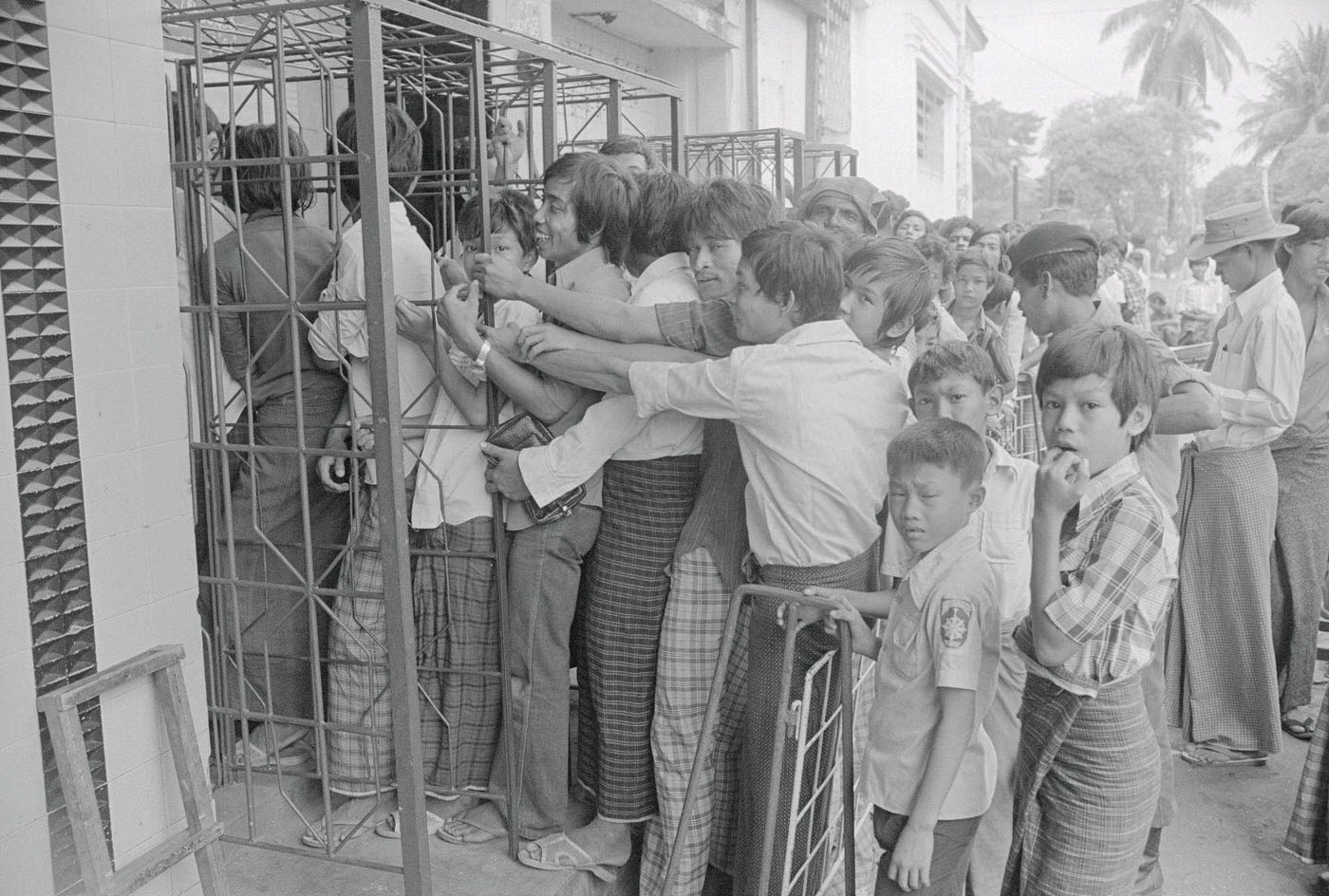 Moviegoers Waiting in Line in Entertainment-Starved Burma for a Foreign Film at a Rangoon Theater, 1988