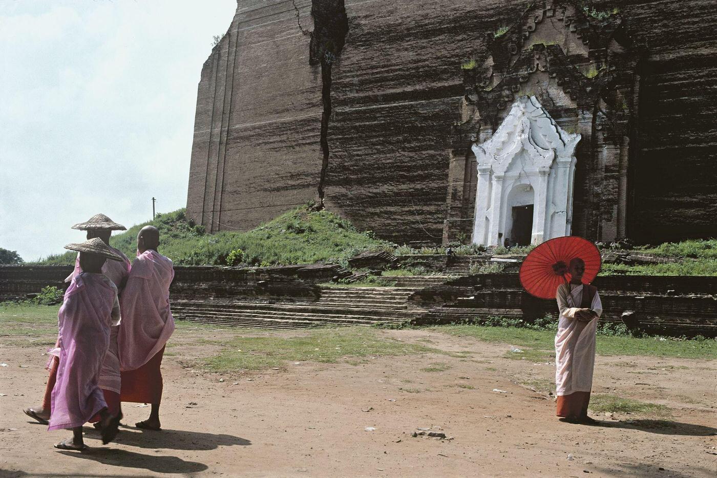 Buddhist Nuns in Mandalay, Myanmar - Mingun Paya Temple, 1980s