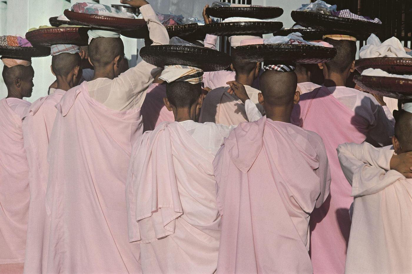 Buddhist Nuns in Bagan, Myanmar During a Ceremony, 1900