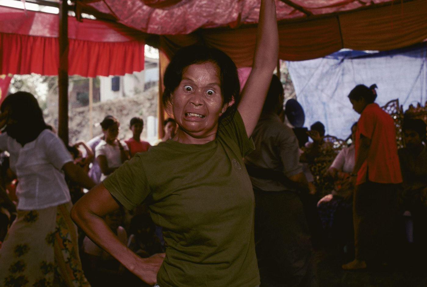 Myanmar - Woman in Religious Trance from Frenzied Dancing in Moulmein, 1980s