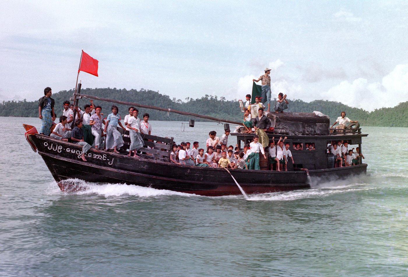 Burmese demonstrators on their way to Victoria Point during the 8888 Uprising, 1988.