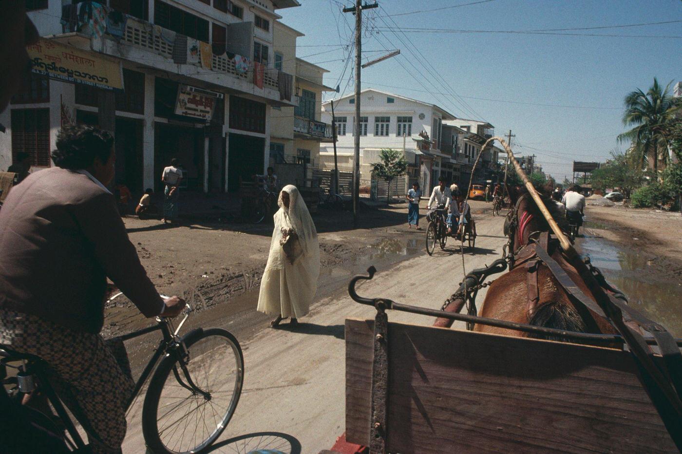 A street in Mandalay, Burma, 1988.