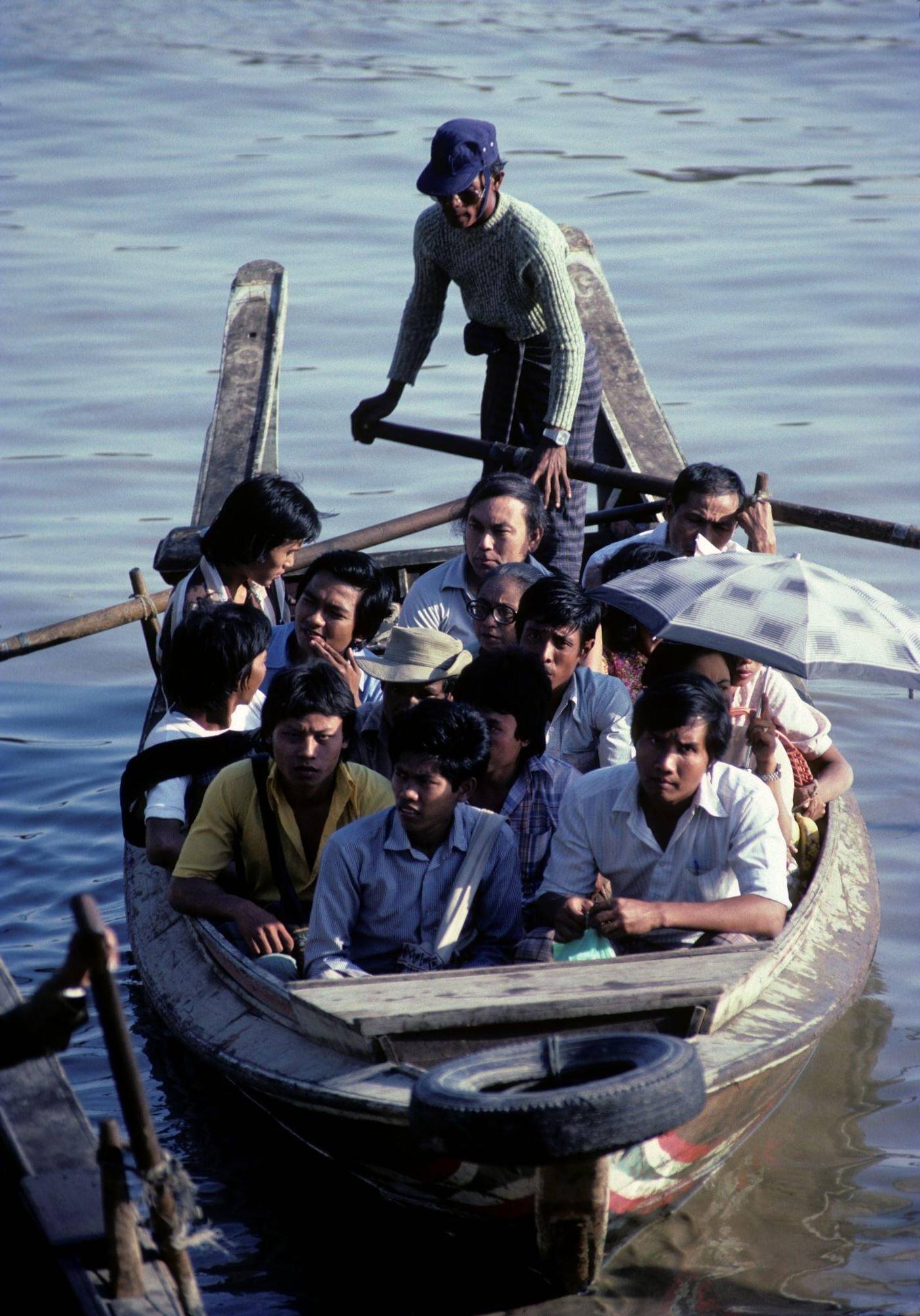 Rowing Boat Used to Ferry Passengers Across the Yangon River, Rangoon, Burma, 1985