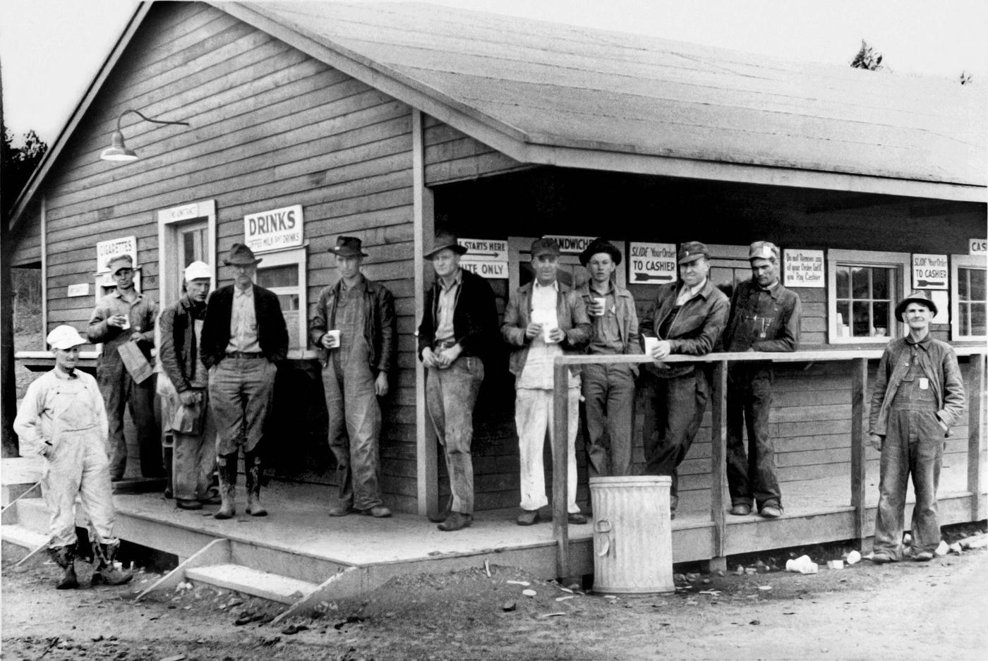 Workers on Break at a Store. 19th April 1944. Oak Ridge, site of X-10 Graphite Reactor.