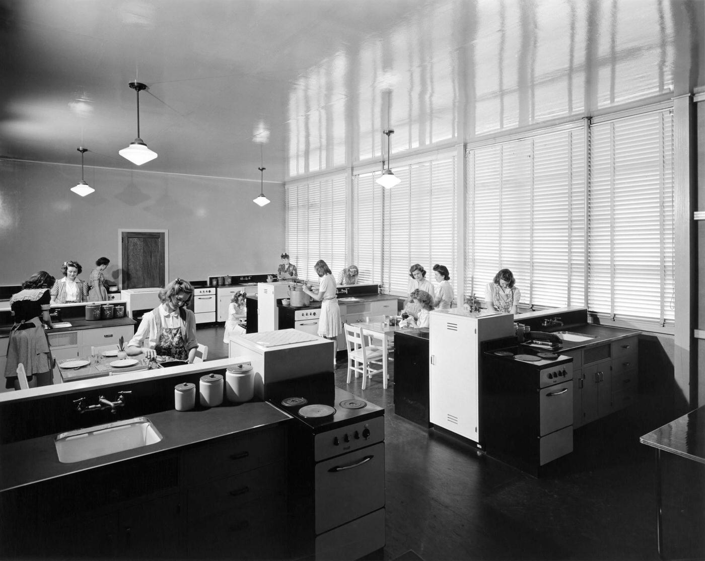 Home Economics Class at Oak Ridge High School, Tennessee, 1944.