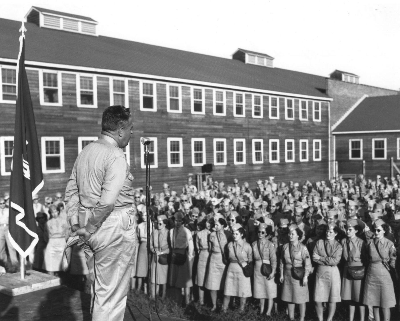 Gen. Groves Speaks to Oak Ridge Personnel, Tennessee, 1945.