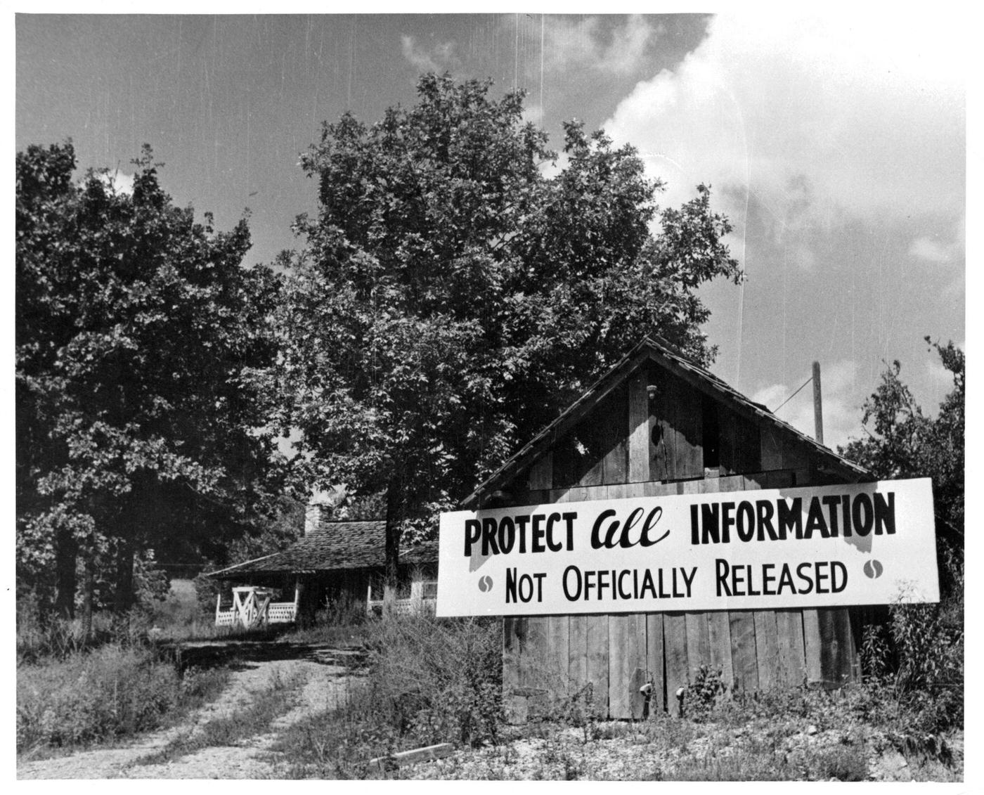 Security Sign Posted on a Shed Along Highway at Oak Ridge, Tennessee, 1945.
