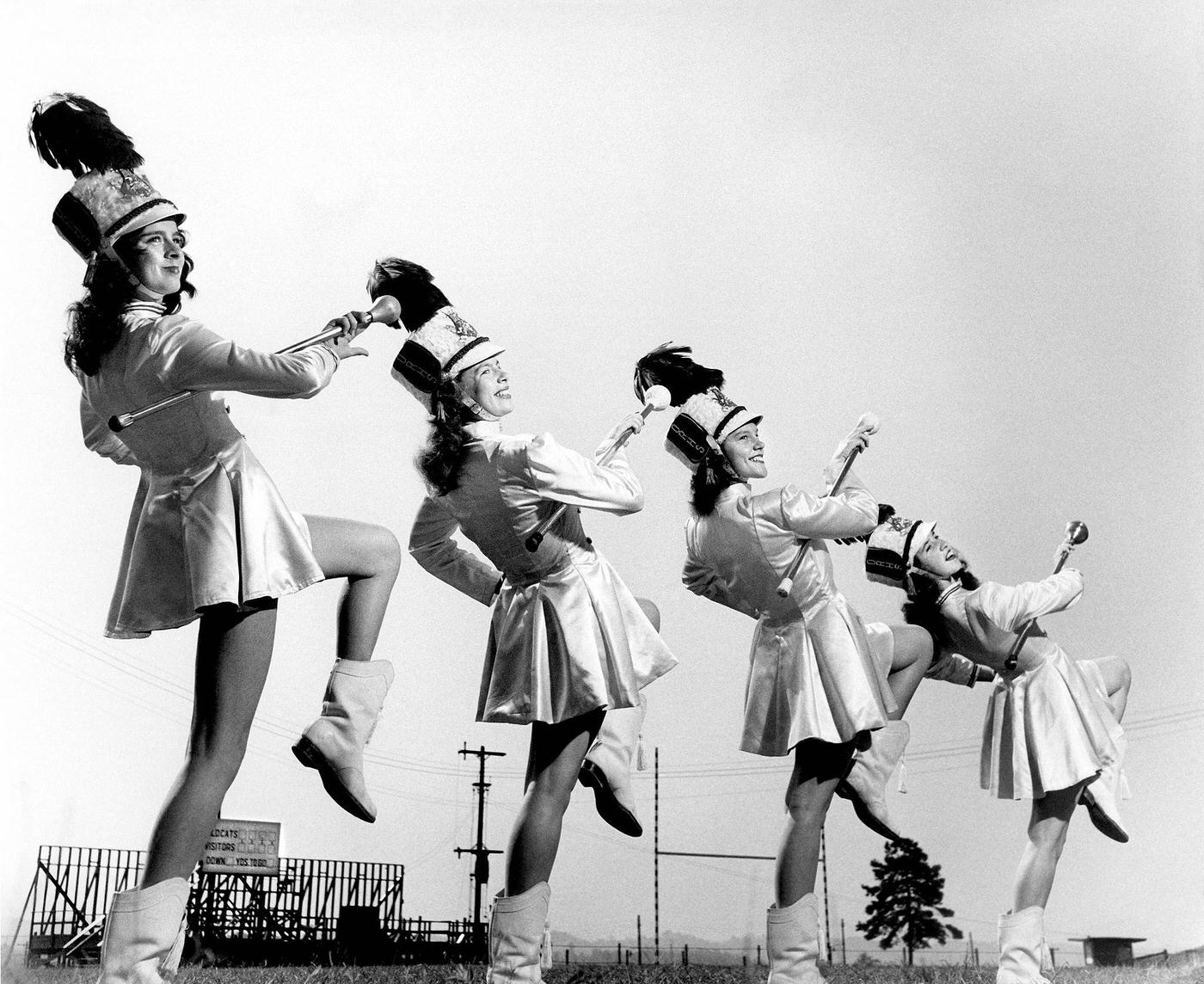 Oak Ridge High School Drum Majoretees, 1947. Tennessee, USA.