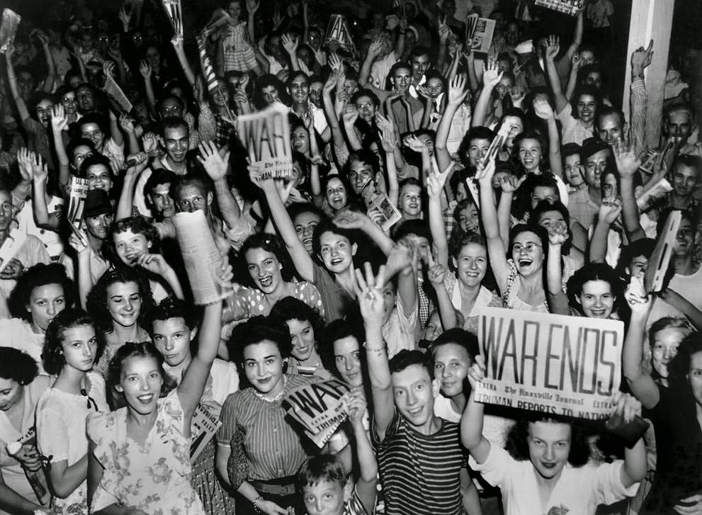 V-J day celebration in Jackson Square, Oak Ridge, August 1945