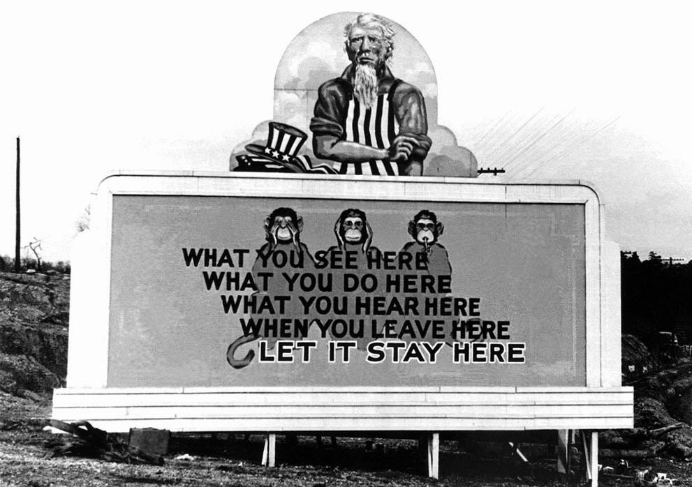 Billboard posted in Oak Ridge, Tennessee, 1943