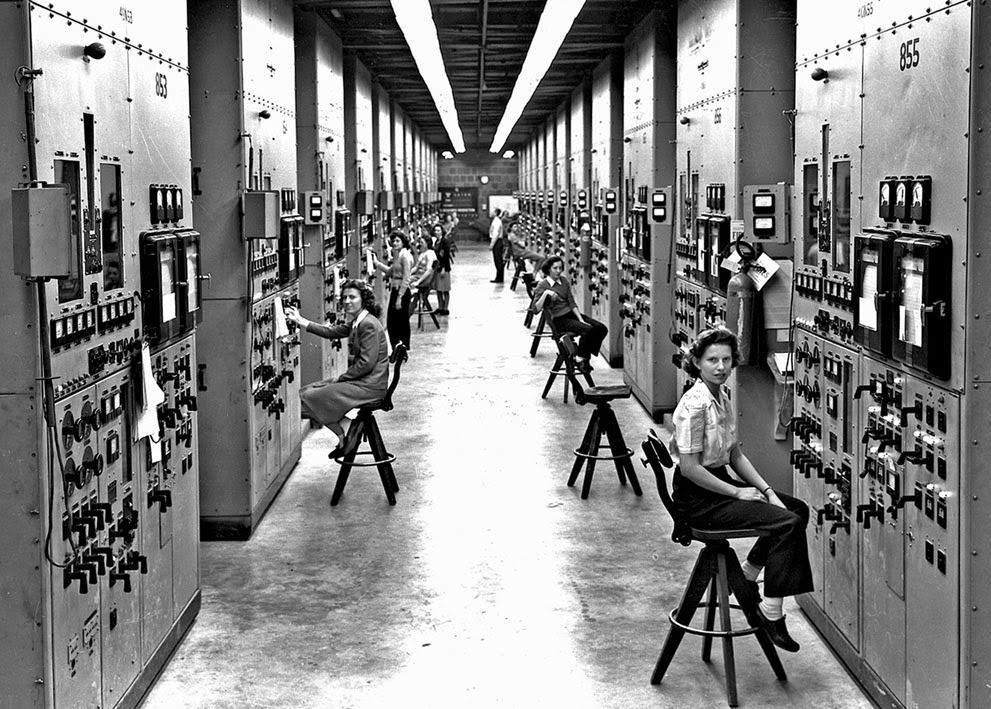 Calutron operators at Y-12 plant during WWII, 1940s