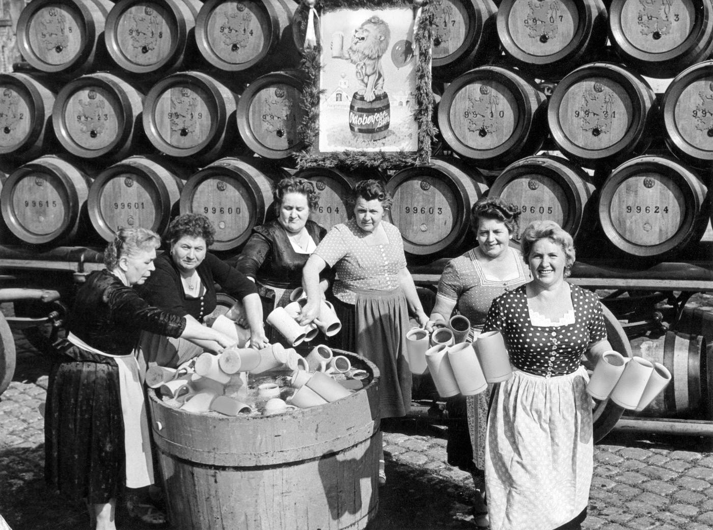 Preparations for Oktoberfest in Munich, 1964.