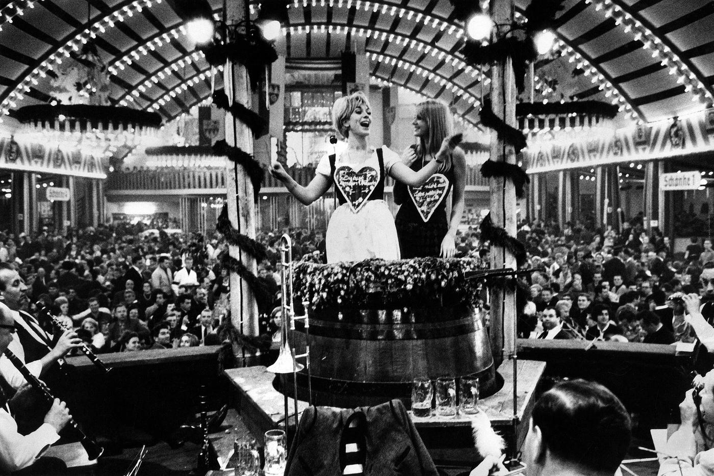 Show in a beer tent at Oktoberfest, 1969.