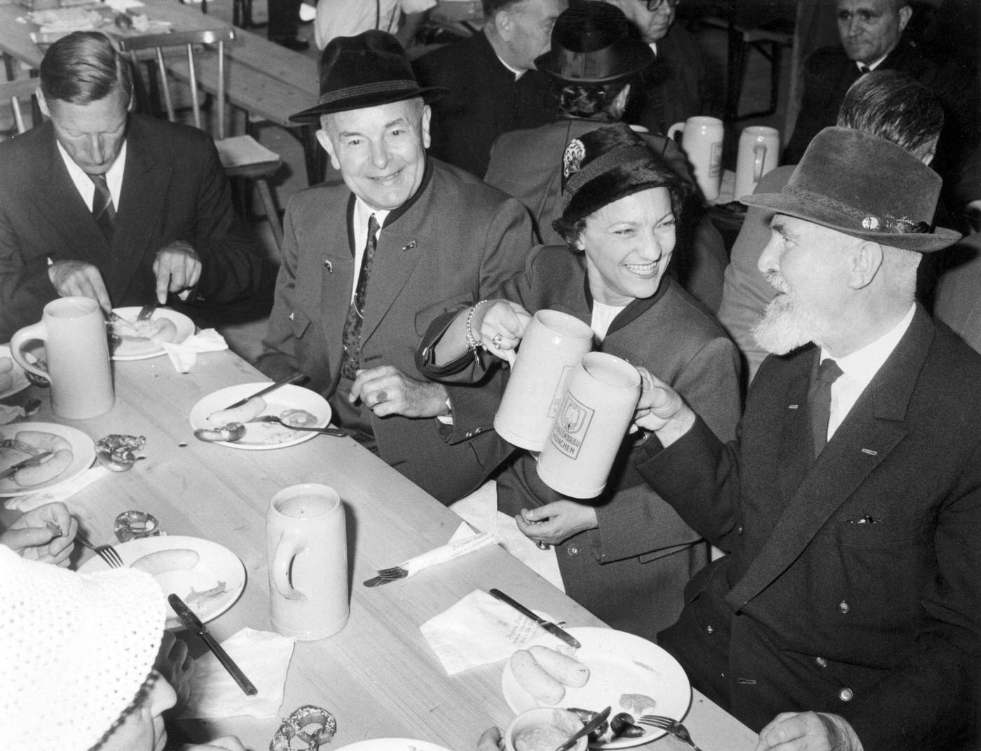 Bavarian Prime Minister and others at Oktoberfest Munich, 1961.