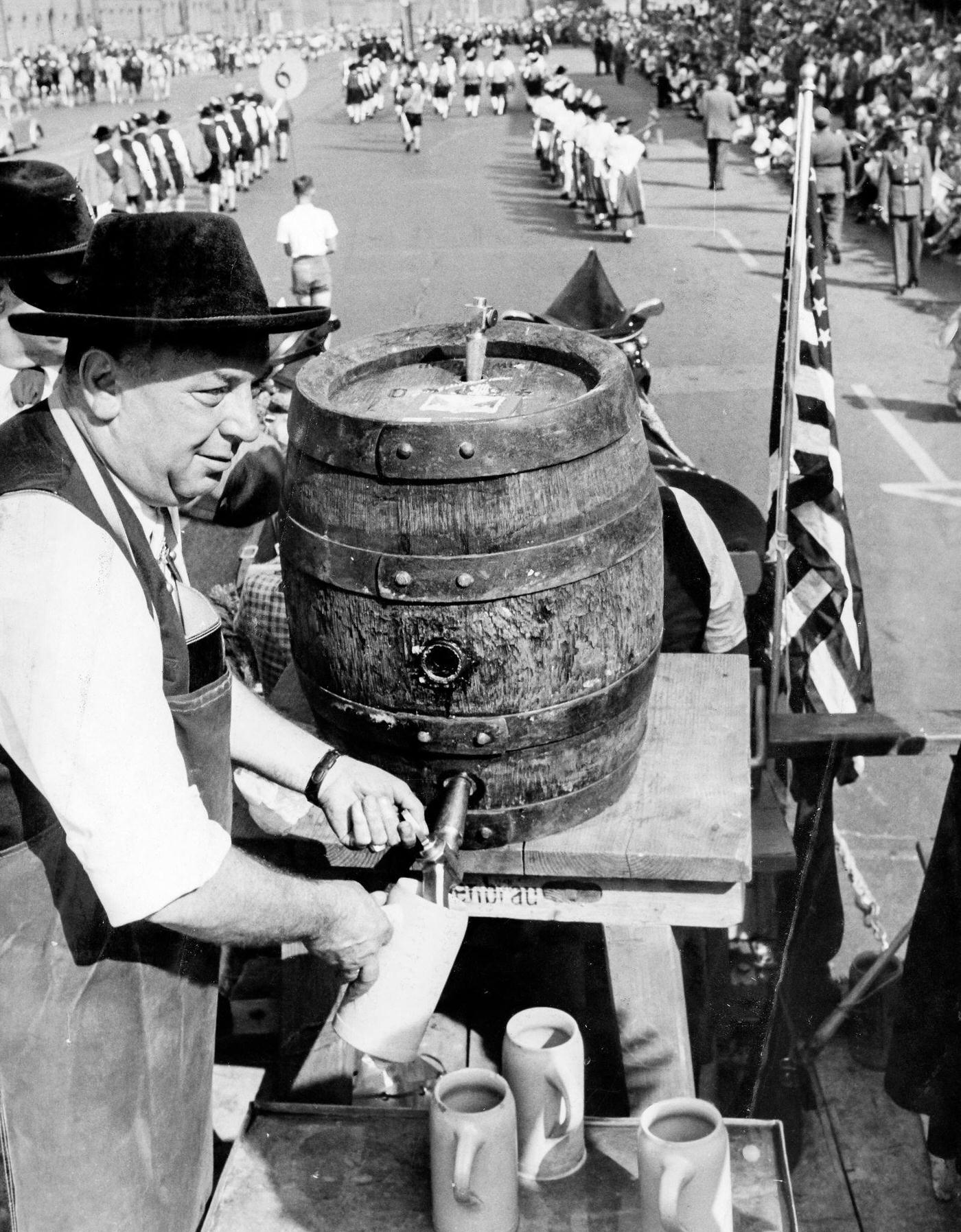 Hans-Jochen Vogel during Oktoberfest. Munich. 1961.