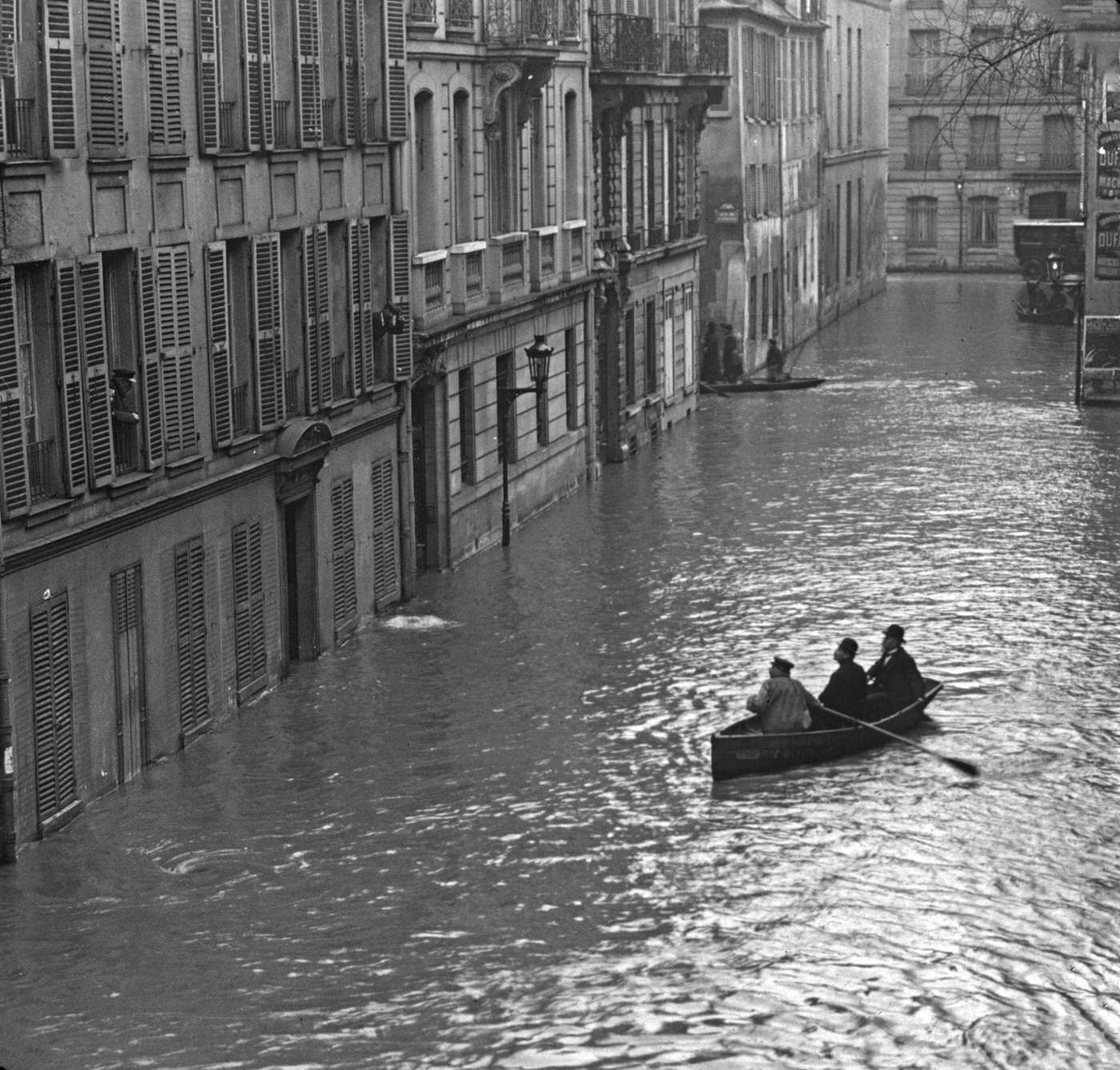 Flood in Paris after rise in Seine river, 1910.