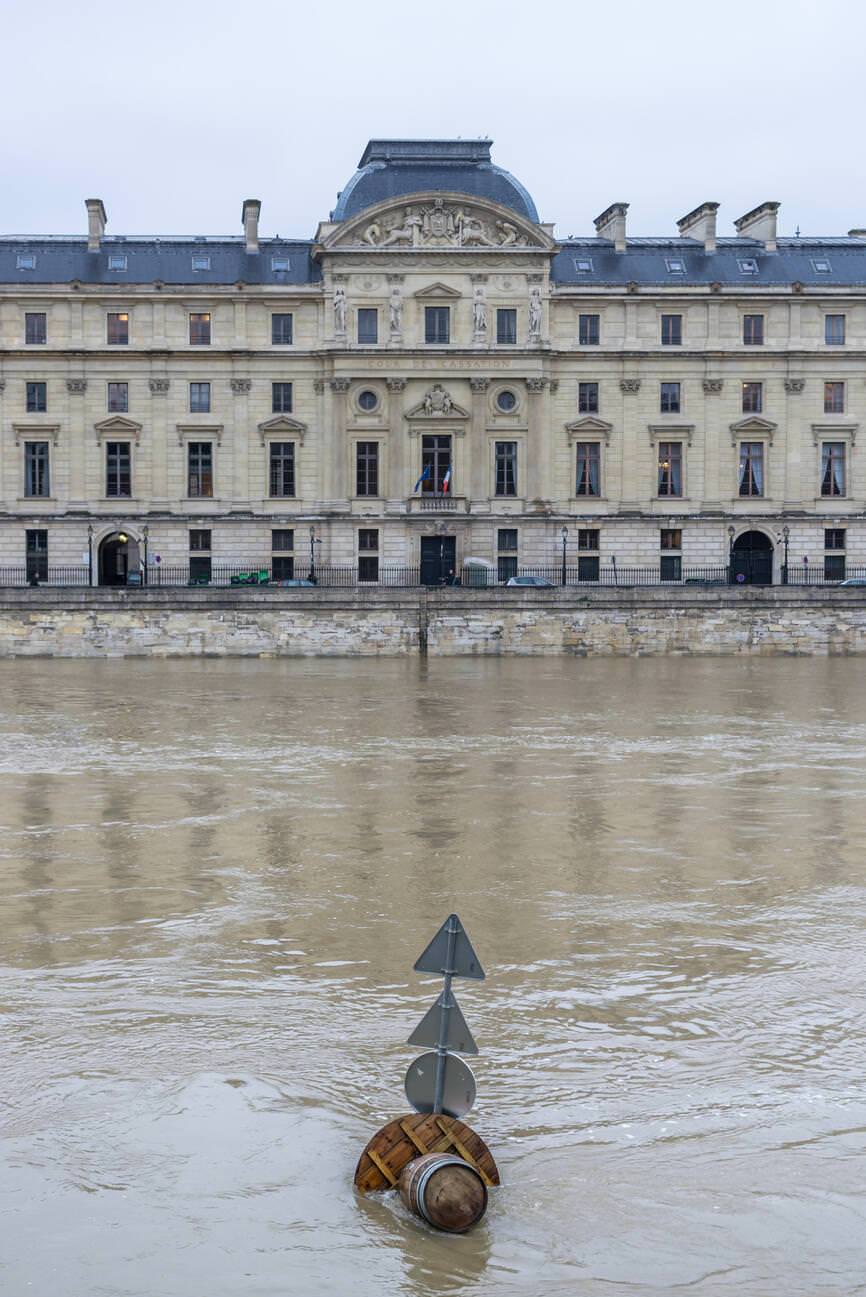 Seine River flood of June 2016 in Paris, France.