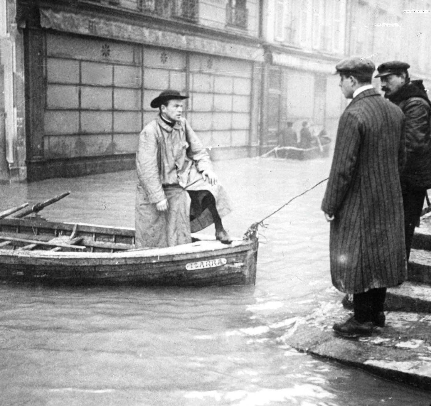 Flood in Paris after rise in Seine river, 1910.