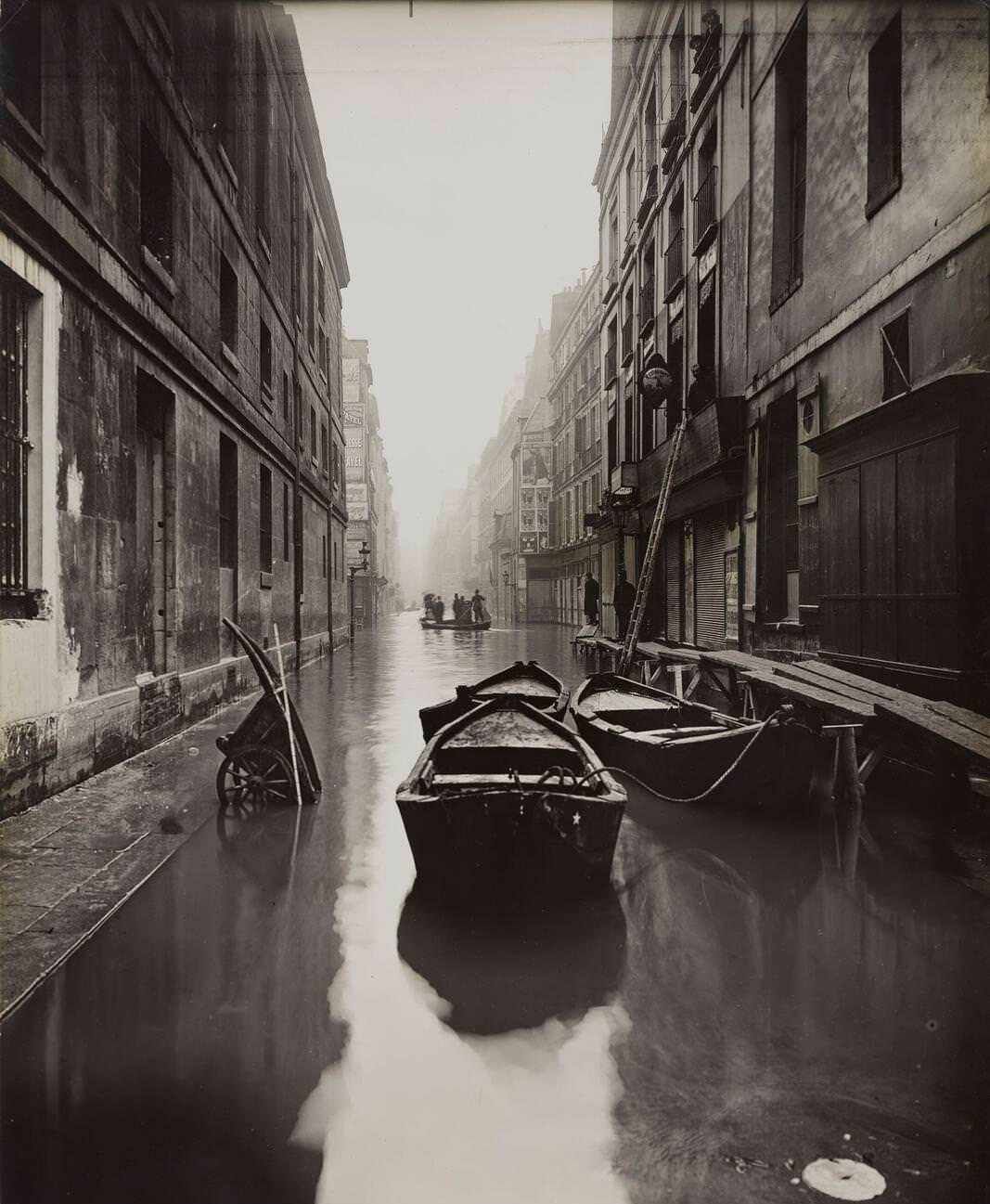 Unknown French, Paris Flood, Street with Boats and Cart, January 27-31, 1910.