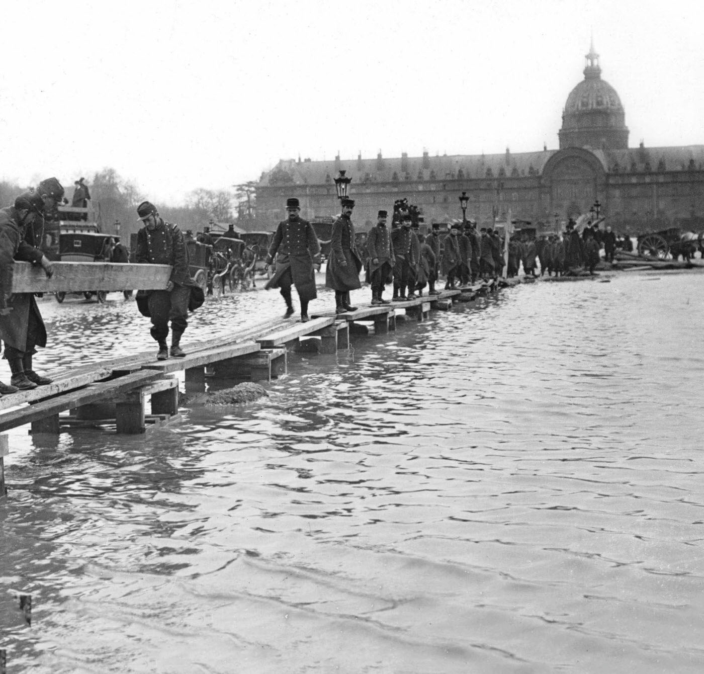 Flood in Paris after rise in Seine river, 1910.