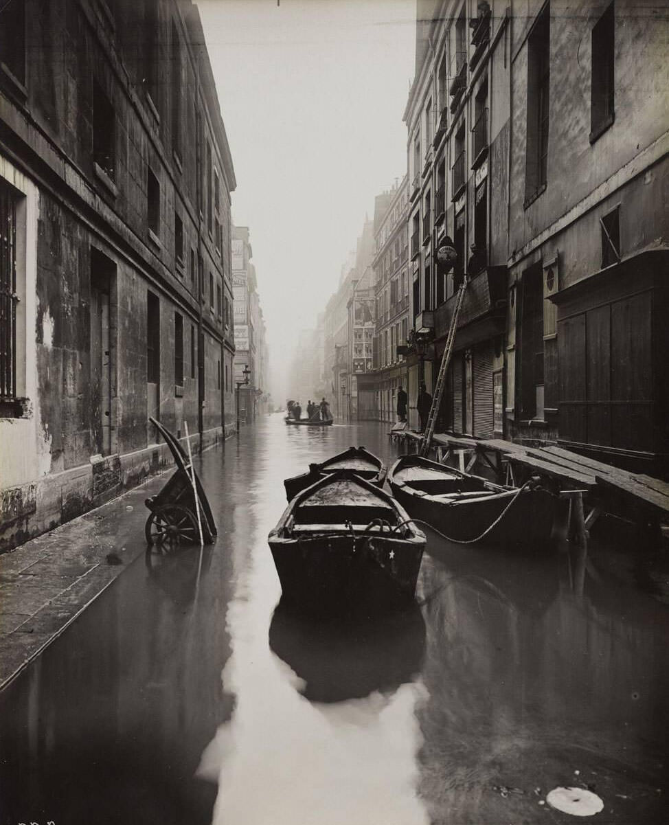 Unknown French, Paris Flood, Street with Boats and Cart, January 27-31, 1910.