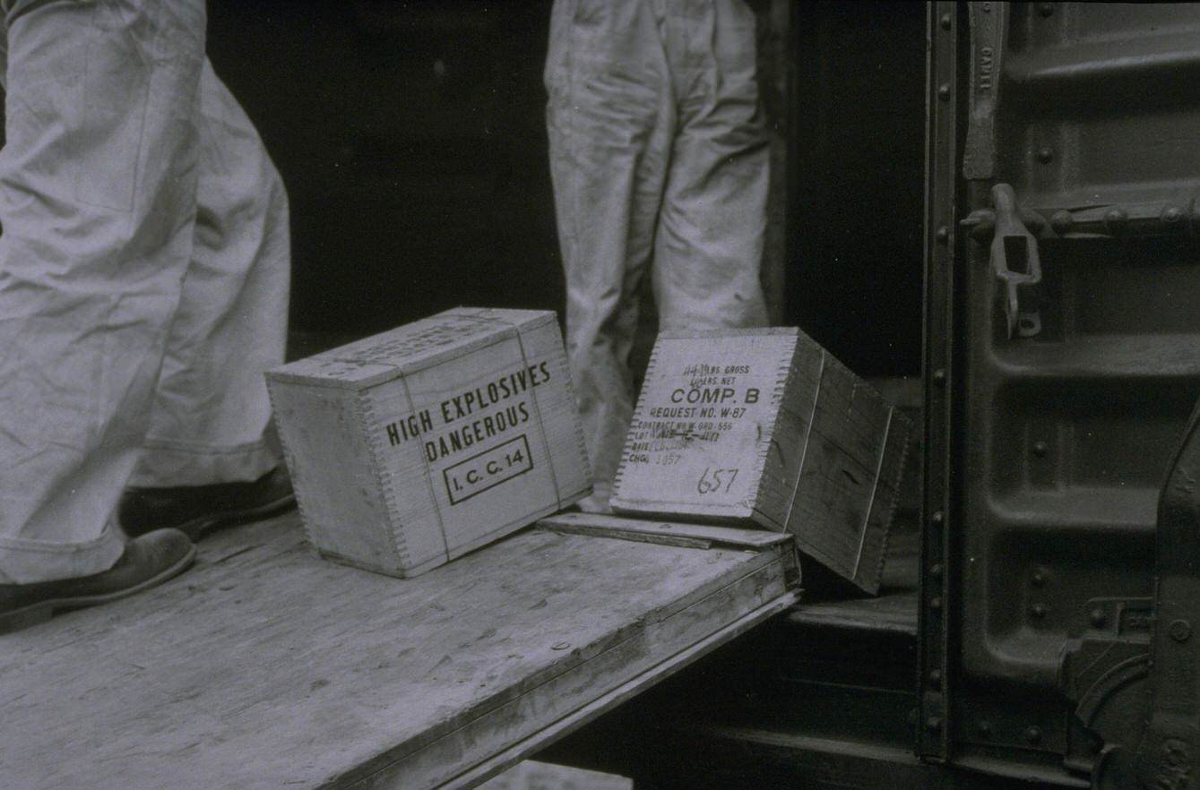 Men Unloading Explosives at Trinity Site, New Mexico