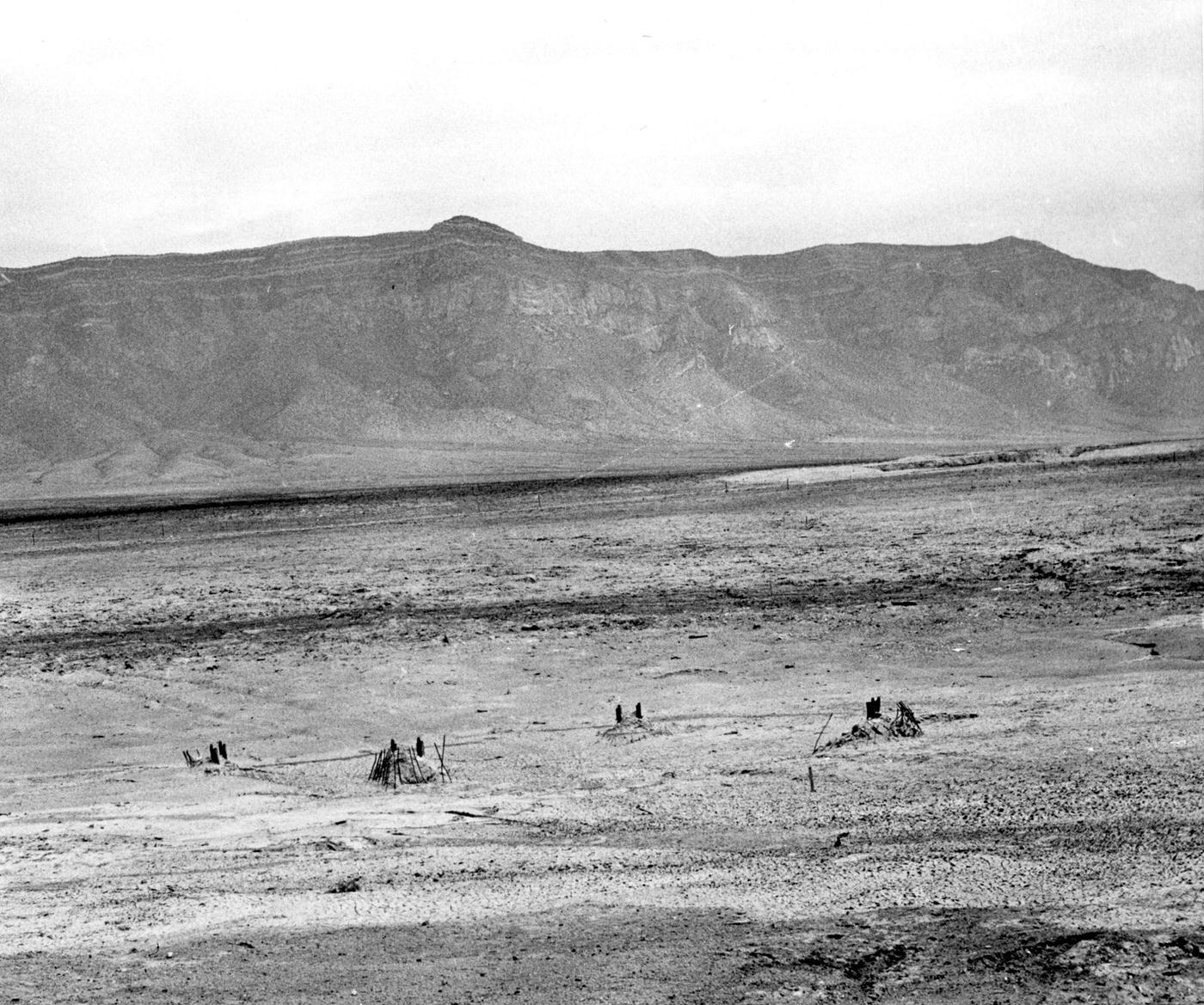Trinity Site, Ground zero after first nuclear test, New Mexico, 1945