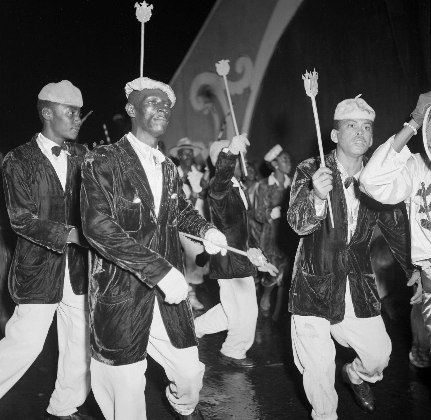 Carnival Revelers Marching, Rio De Janeiro, Brazil 1953