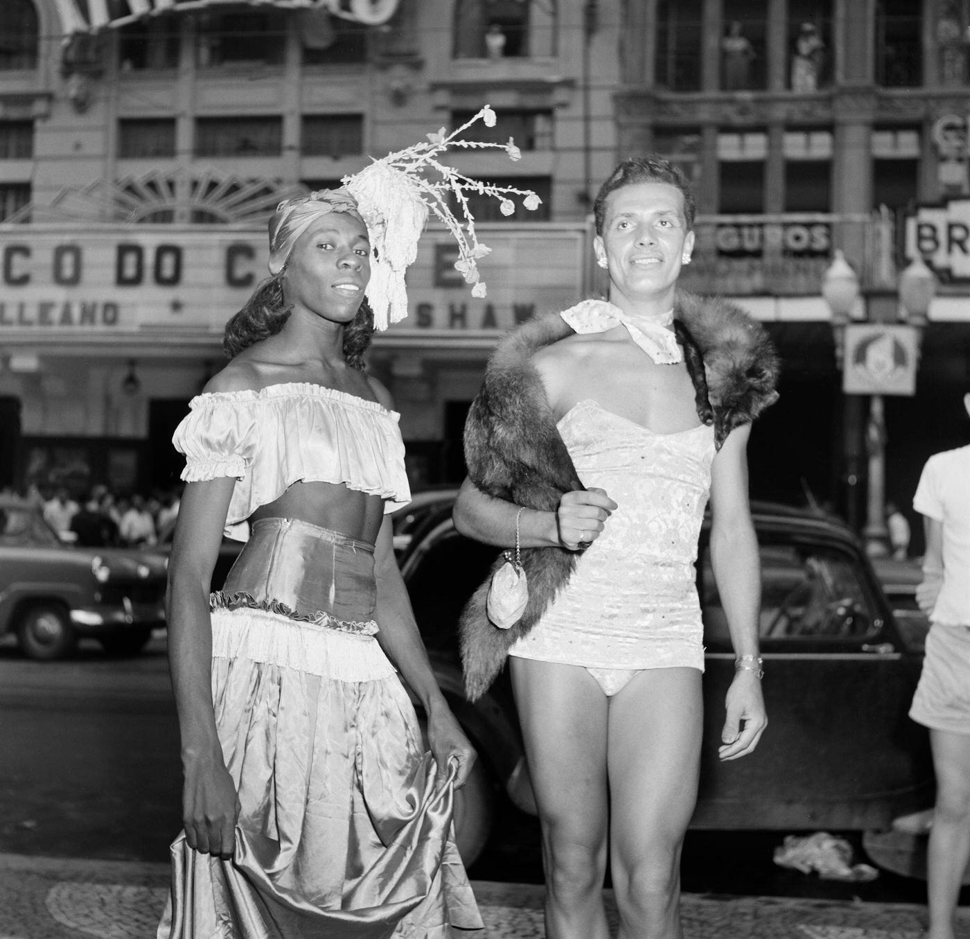 Carnival Costumed Posers, Rio De Janeiro, Brazil 1953