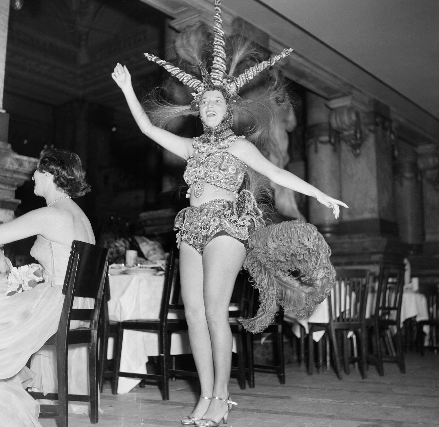 Costume Partygoer Dancing, Rio Carnival 1953