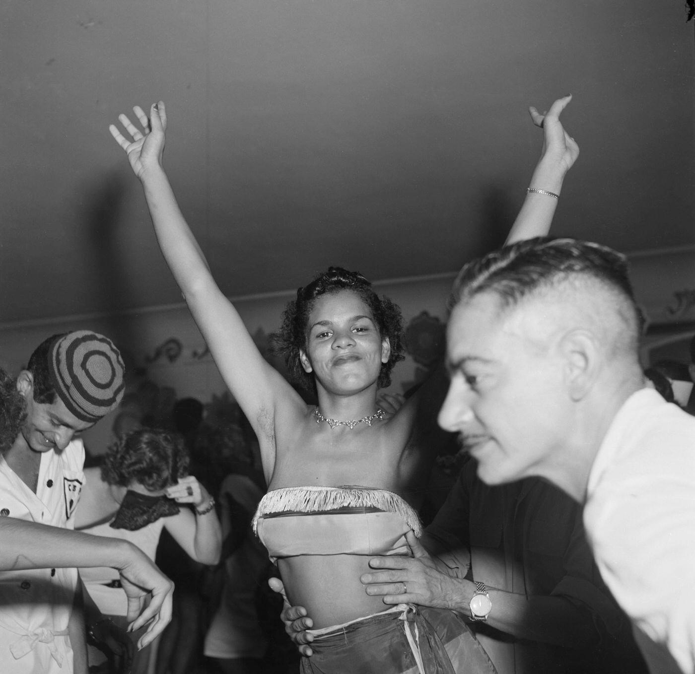 Costumed Partygoer, Carnival in Rio, Brazil 1953