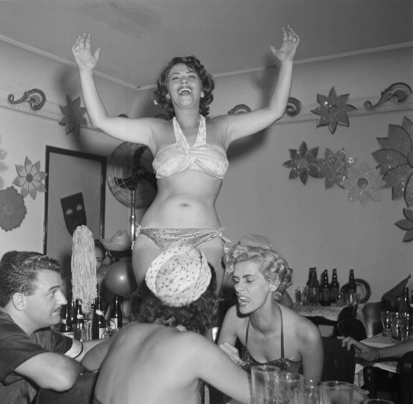 Costume Partygoers, Rio Carnival 1953