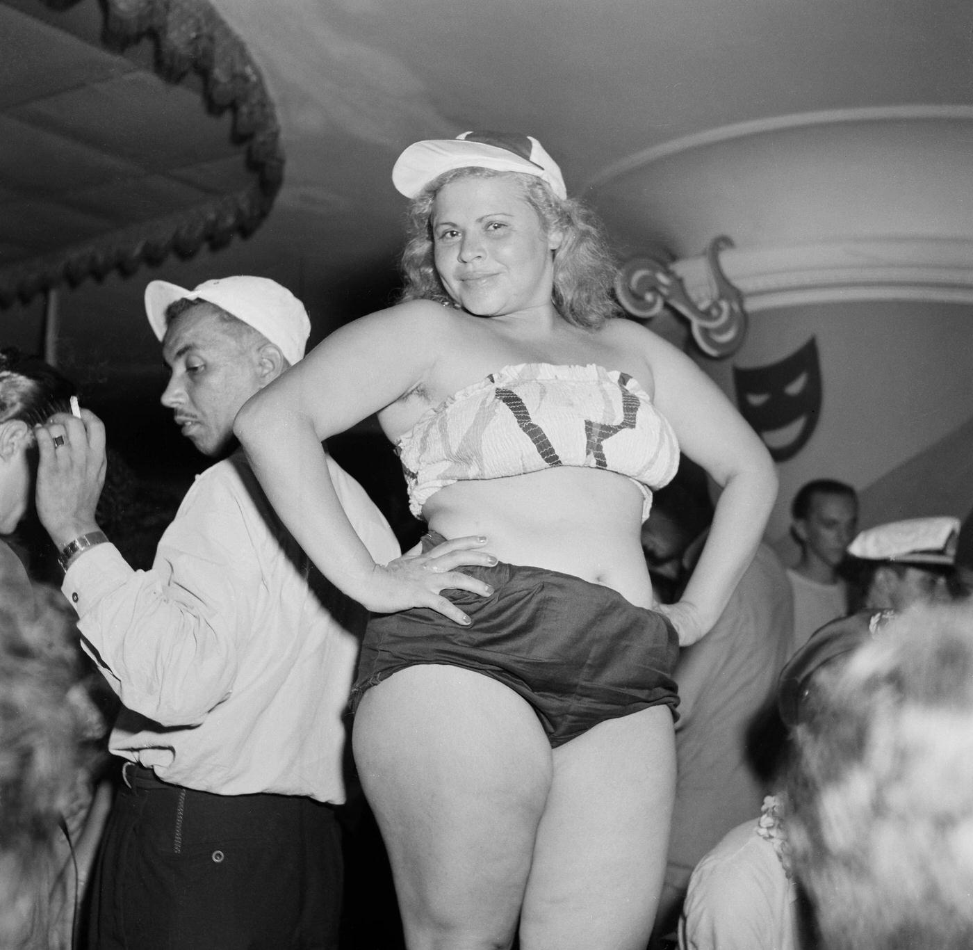 Costume Partygoer Dancing, Rio Carnival 1953