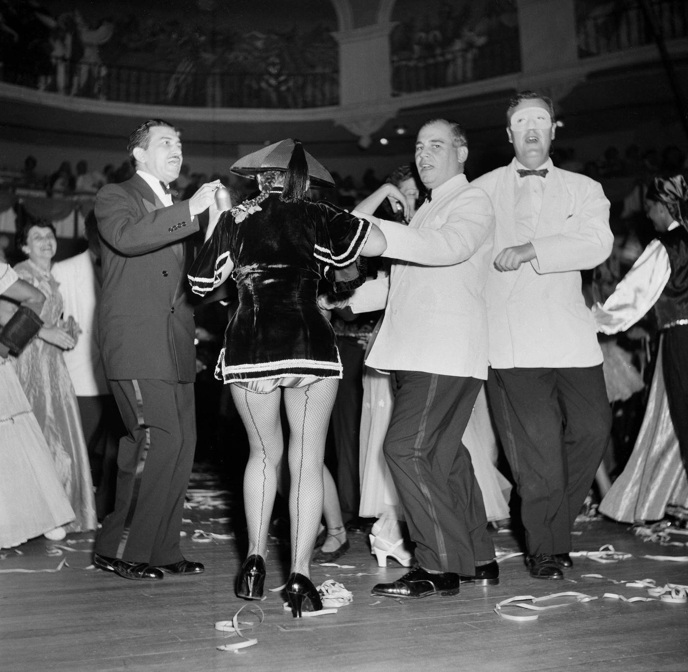 Costumed Partygoers Dancing, Rio Carnival 1953