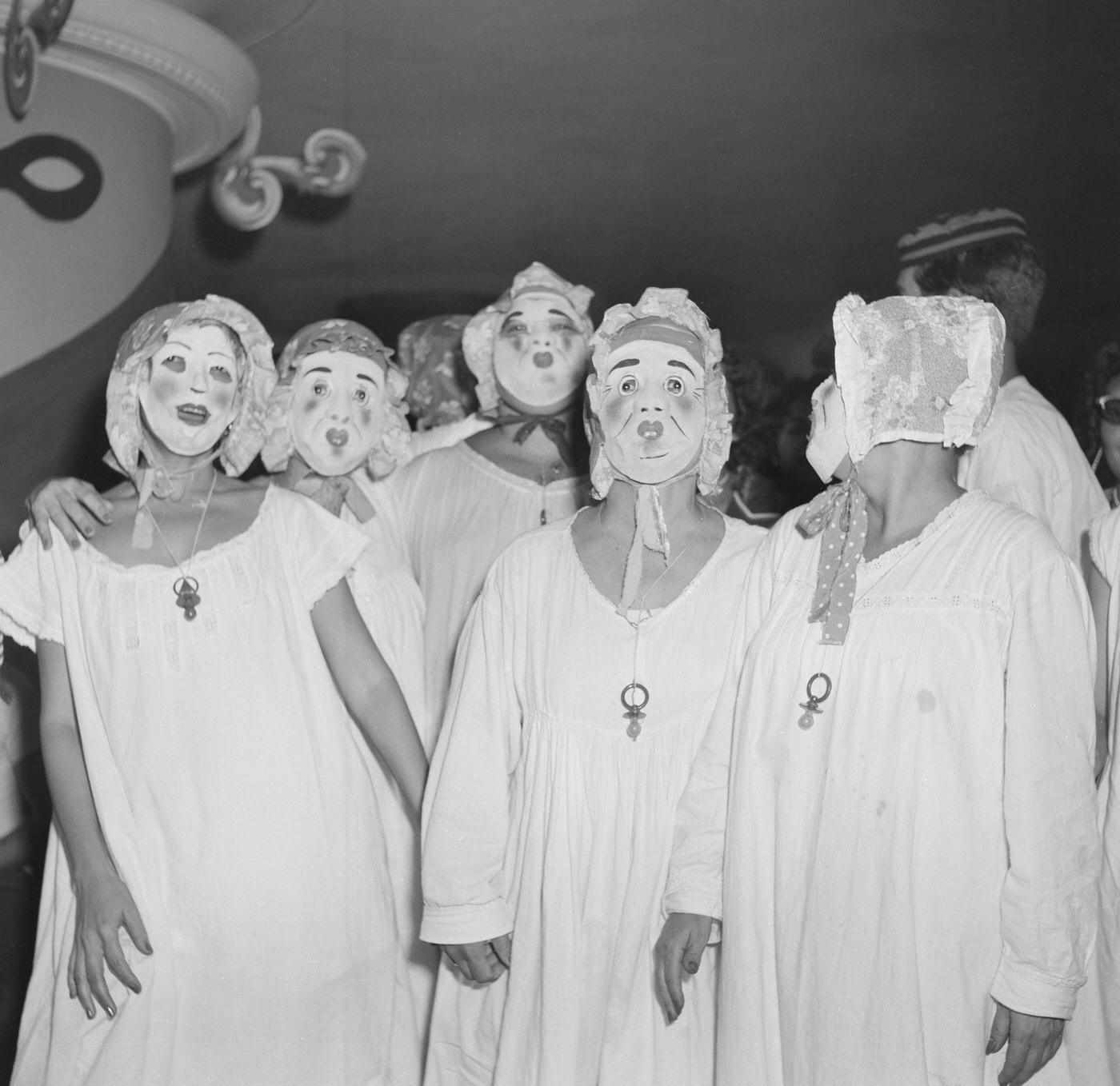 Costumed Revelers Posing, Carnival in Rio 1953