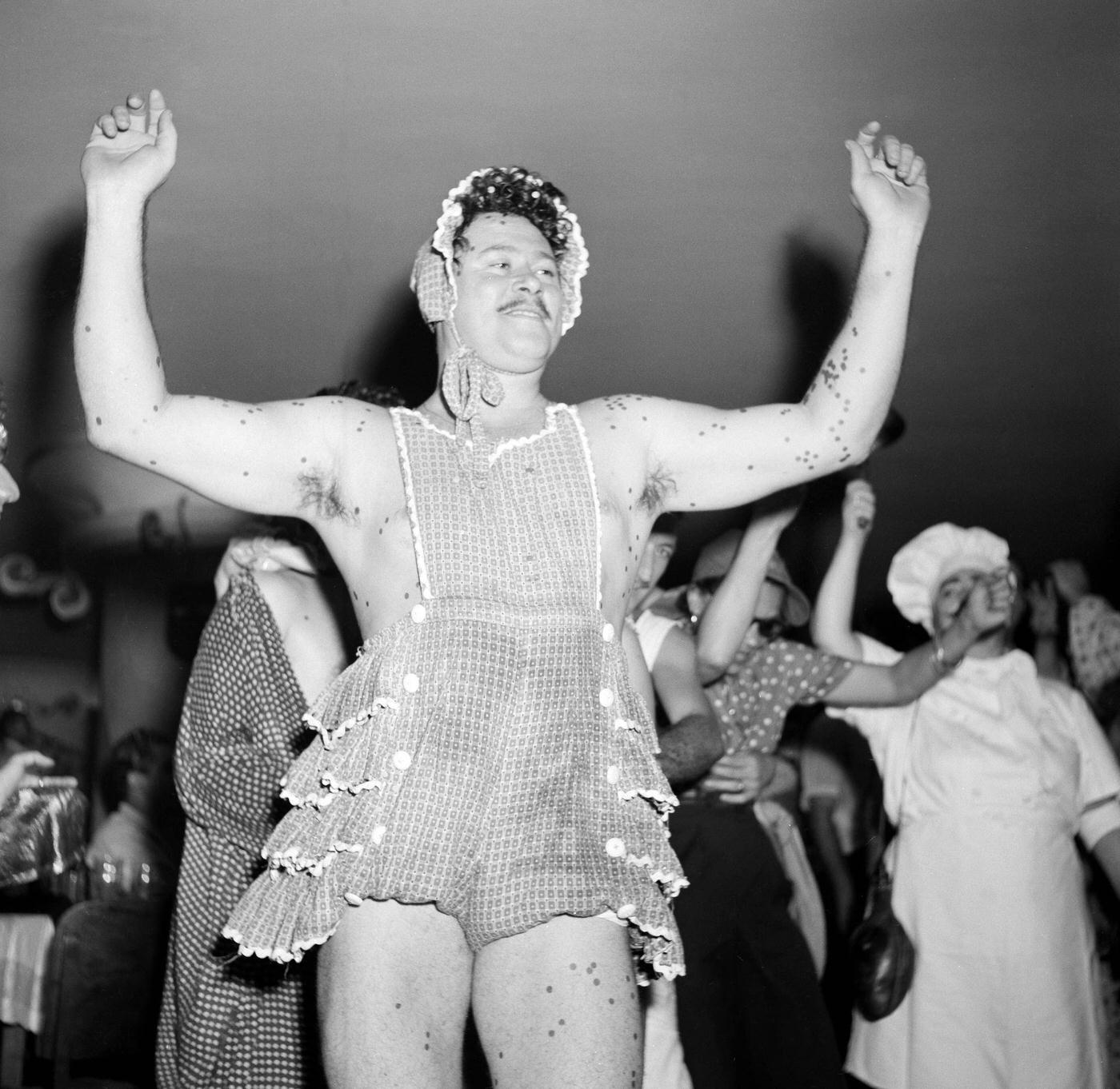 Costume Partygoer Dancing, Rio Carnival 1953