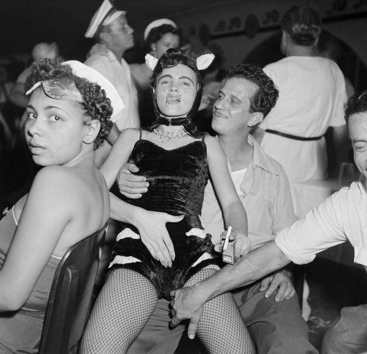 Costumed Partygoers Dancing, Carnival in Rio 1953
