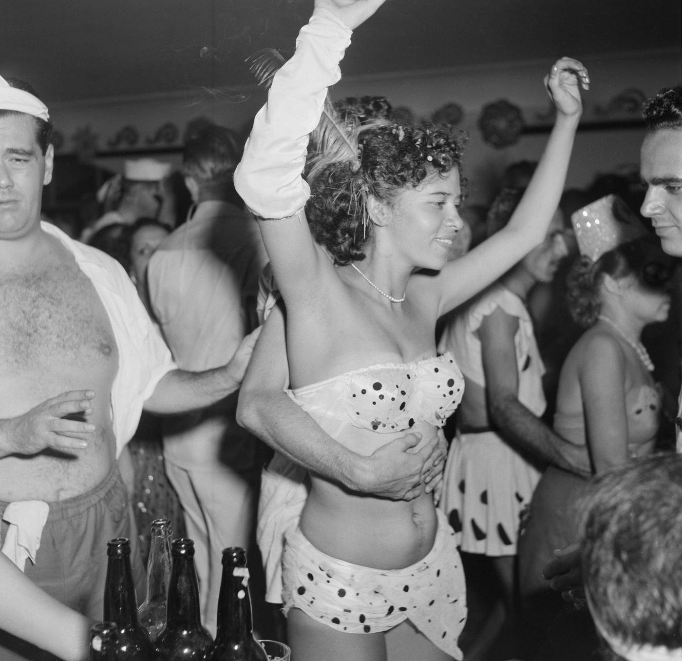 Costume Partygoer Dancing, Rio Carnival 1953